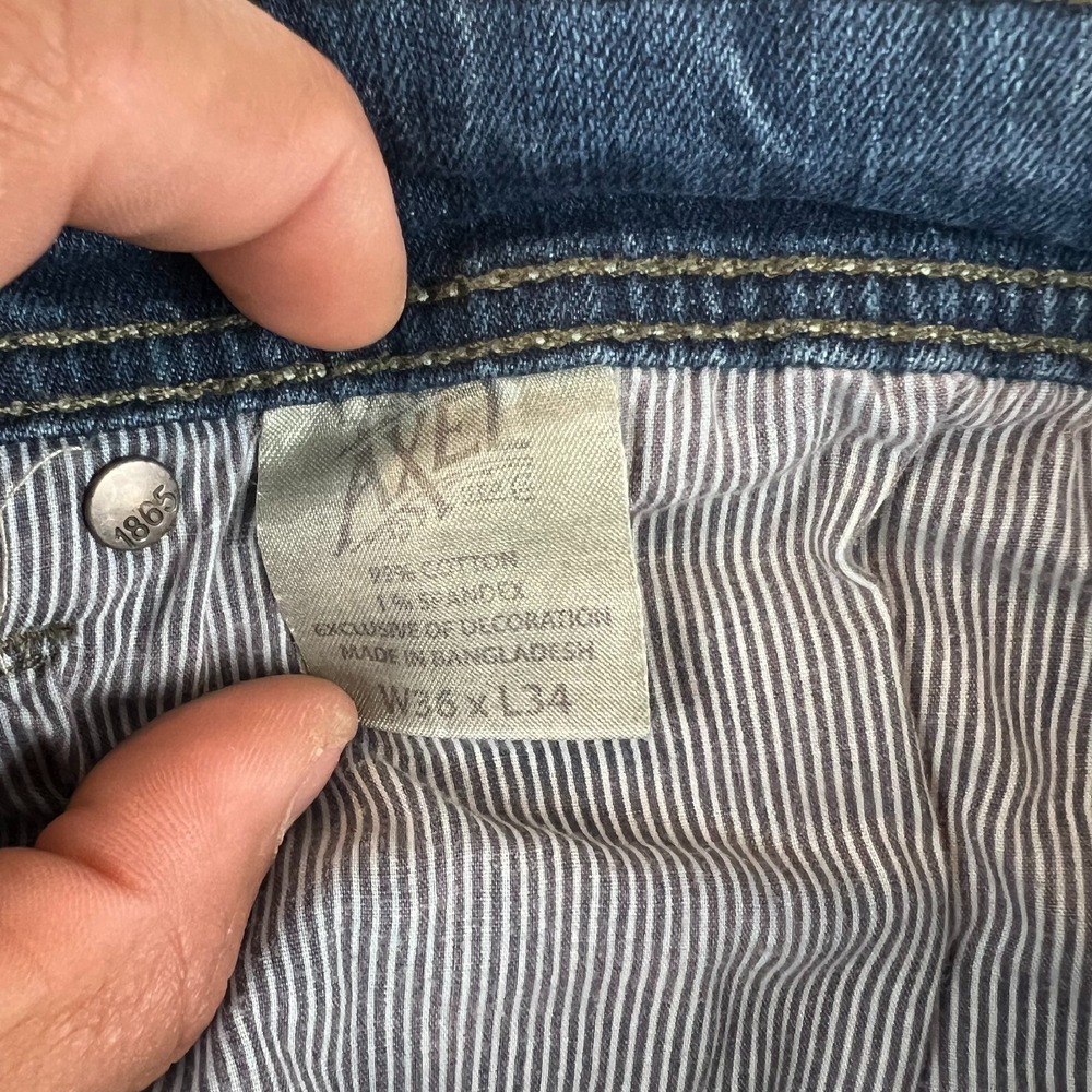 TK Axel Jeans Mens 36x34 Straight Wide Leg‎ Dark Wash Denim Cowboy Western Fit - Picture 3 of 12